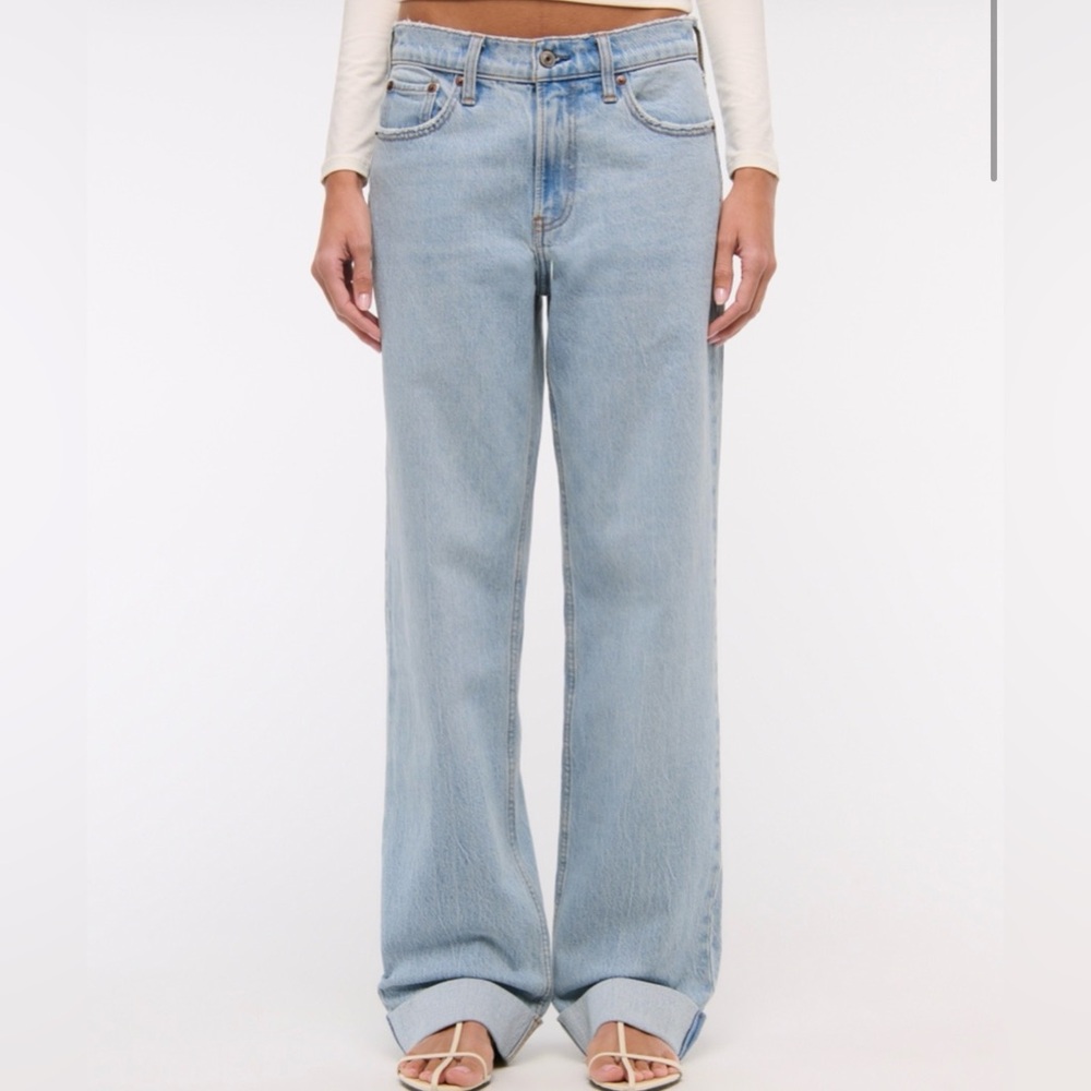 Abercrombie & Fitch Light Blue Low Rise Baggy Jean